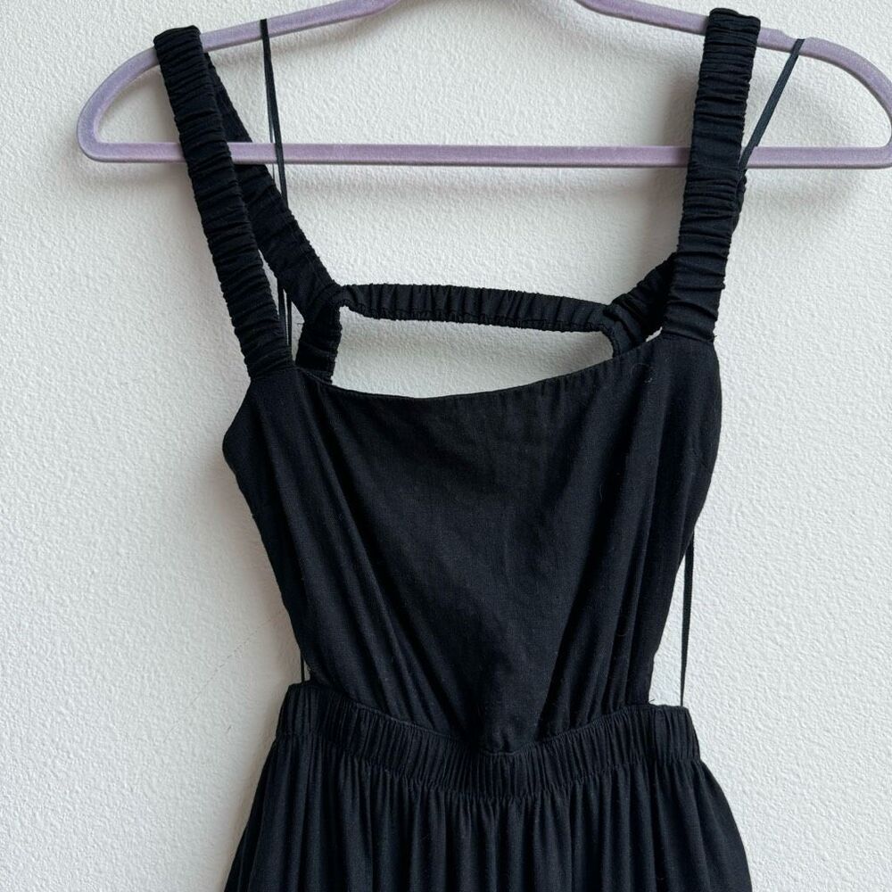 Abercrombie & Fitch Linen Blend Cut Open Open Black Maxi Vacation Dress Size XS - Picture 4 of 8
